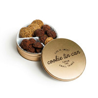 Boîte en fer blanc ronde personnalisée en gros avec couvercle, de qualité alimentaire, pour chocolats, biscuits, gâteaux, empilable, emballage en métal