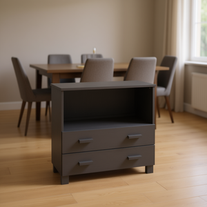 <b>Dark</b> Gray Solid Pine <b>Wood</b> <b>Sideboard</b> Modern Design With Drawers For Dining Room Furniture - Product Image 2