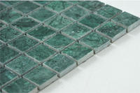 Carreaux de mosaïque en marbre vert à motif carré poli de haute qualité de 12x12 pouces pour la décoration de la maison