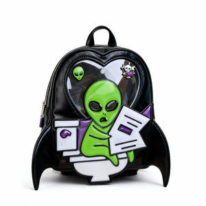 Sac à dos personnalisé Alien Ita Bag unique avec fenêtre transparente et motif ailes de chauve-souris, idéal pour les fans et la subculture gothique - Product Image 5