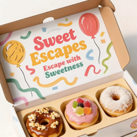 Boîtes en papier personnalisées avec logo imprimé pour emballages de pâtisseries, desserts, mochi, beignets, etc.