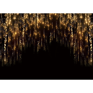 Sfondo Nero Dorato con Glitter, Luci Scintillanti Bokeh, Sfondo Fotografico per Compleanni, Matrimoni, Feste, Banner Personalizzabile - Product Image 1