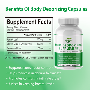 Suplemento Desodorante Corporal Haccp OEM ODM para el Control del Olor Interno, Aliento Fresco y Apoyo Digestivo - Product Image 2
