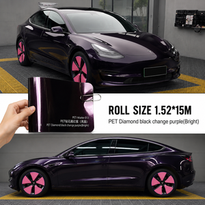 ฟิล์มตกแต่งภายนอกรถยนต์ สีดำม่วง เงาสูง PET Vinyl Wrap หนา 6.5 มิล ฟิล์มเปลี่ยนสีรถยนต์แบบม้วน สำหรับตกแต่งรถยนต์ - Product Image 1