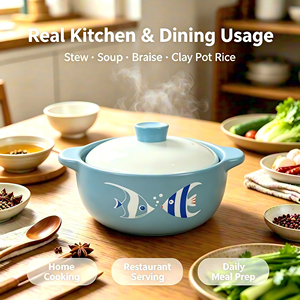 Marmite à soupe en céramique 6,5 L, revêtement antiadhésif de qualité alimentaire, résistante à la chaleur, design minimaliste pour <span class=keywords><strong>cuisinière</strong></span> à gaz, ensemble d'ustensiles de cuisine - Product Image 2