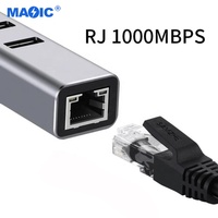 Adaptador de red ethernet tipo C a USB 3,0, convertidor de cable usb c a ethernet, venta al por mayor
