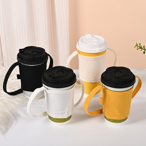 Manchon de tasse en toile Seres avec poignée pour café, thé, boissons, portable, écologique, isolant, design personnalisable - Product Image 1