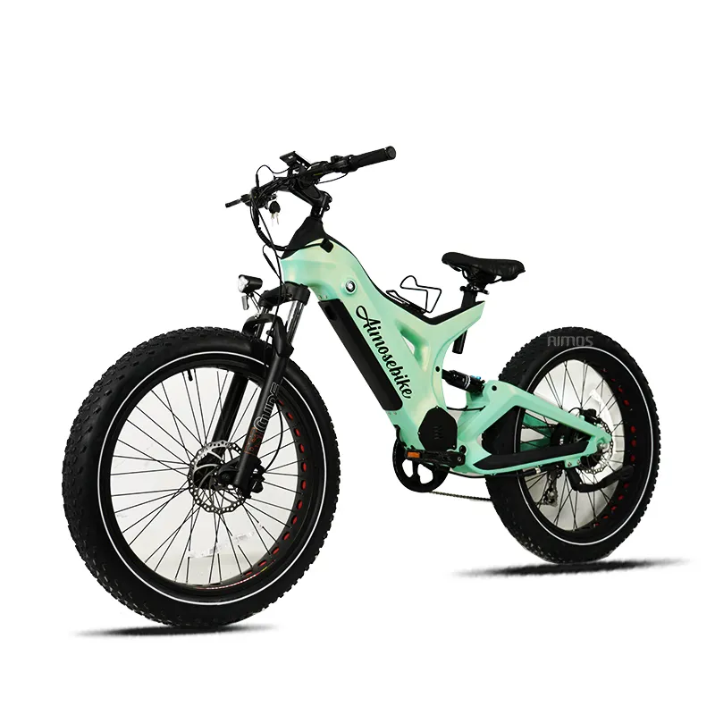 Koolstofvezel Elektrische Mountainbike Voor Volwassen Bafang Motor 48V 500W Fat Band Sport Ebike Volle Vering Hybride Mtb Fiets