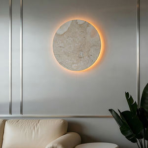 Lampe murale en pierre naturelle de travertin, style nordique Wabi Sabi minimaliste, blanc chaud LED, pour chambre à coucher, salon, couloir - Product Image 3