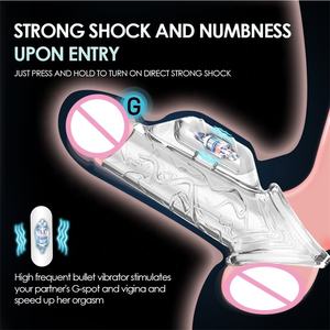 Neues Design Wieder verwendbares Silikon-Penis-Penis-Ärmel Vibrierendes Sexspielzeug für Erwachsene mit Verzögerung szeit kondomen - Product Image 4