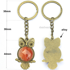 Bán Buôn Tinh Thể Tự Nhiên <span class=keywords><strong>Keychain</strong></span> Với Đồng <span class=keywords><strong>Owl</strong></span> Và 20Mm Đá, Đá Quý Vòng Chìa Khóa Chữa Bệnh Tinh Thể - Product Image 2