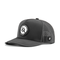 Casquette de baseball vintage en coton à 5 panneaux, personnalisée, imperméable, avec découpe laser, trous perforés, visière incurvée, chapeau de golf doré