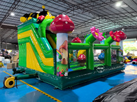Château gonflable commercial sur le thème de la jungle avec toboggan, structure de saut pour enfants en PVC, installation facile, taille 7x5x5m