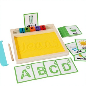 Bandeja de <span class=keywords><strong>Madera</strong></span> para Practicar la Escritura de <span class=keywords><strong>Letras</strong></span> y Números para Preescolar, Bandeja de Arena Montessori para Niños con Tapa para el Aula - Product Image 1