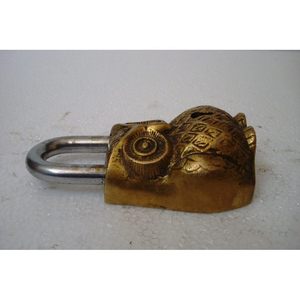 Brass OWL Finish Lock with Keys Functional Anti-Theft and <b>Waterproof</b> Iron <b>Padlock</b> Made from Durable Brass Material - Product Image 1