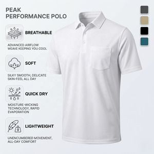 Chemises de golf <span class=keywords><strong>Rouen</strong></span> pour hommes, en coton tricoté, respirantes, anti-humidité, imprimées, décontractées, avec poche, col, manches courtes, turquoise - Product Image 5