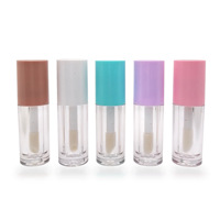 Blanc et or rose bouteille de teinte à lèvres grasse de luxe ronde grosse feuille d'or de 6ml tubes de brillant à lèvres clair argenté avec logo