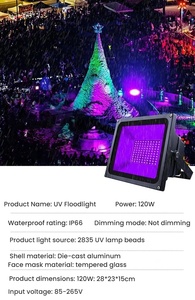 Lámpara <span class=keywords><strong>LED</strong></span> UV Violeta de 395nm, Proyector de Luz de Pared, Tira de Luz para Exteriores de 120W, IP66, para Halloween, Casa Encantada, <span class=keywords><strong>Fluorescente</strong></span> - Product Image 5