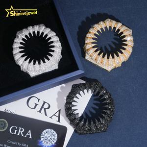 <span class=keywords><strong>Montre</strong></span> Hip Hop de luxe en argent 925, sertie de moissanite noire, avec boîtier et lunette style griffes GA2100 - Product Image 2