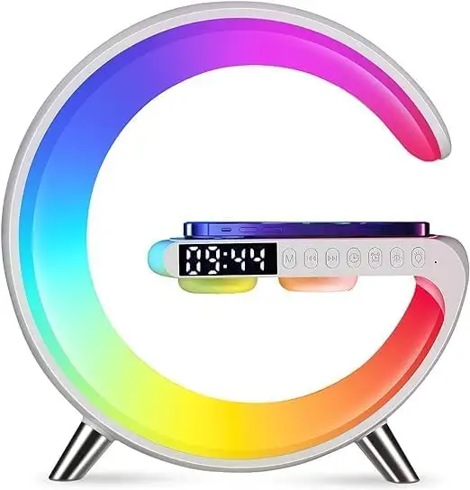 Pengisi daya portabel 6 dalam 1, pengisi daya portabel juta warna jam dengan Speaker nirkabel komunikasi USB untuk pesta model baru 2024