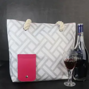 Bolso de mano para vino, bolsa de playa portátil, grande, aislante, Enfriador de vino, con vejiga oculta