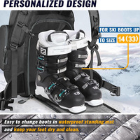 Sac à bottes de ski d'hiver 65L, sac à dos de voyage durable, imperméable, sac à bottes de snowboard, bagages de voyage pour le ski et le snowboard, casque