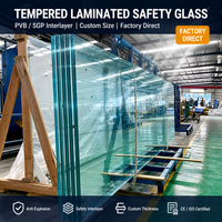 Verre de sécurité feuilleté trempé pour bâtiment, taille personnalisée, verre feuilleté trempé transparent PVB, prix au mètre carré