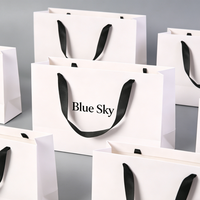 Sac cadeau en papier blanc personnalisé OEM/ODM, emballage de boutique personnalisé, sac en papier d'art de luxe pour bijoux, vêtements, cosmétiques