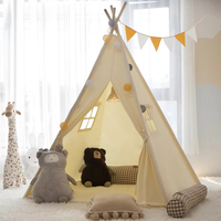 Tienda de campaña tipi plegable de lona de algodón al por mayor para niños, casa de juegos interior