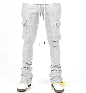 Mode cordon pile hommes pantalons <span class=keywords><strong>Baggy</strong></span> Streetwear Cargo <span class=keywords><strong>Hip</strong></span> <span class=keywords><strong>Hop</strong></span> Style hommes Fit Skinny empilé pantalon <span class=keywords><strong>Jogging</strong></span> logo personnalisé - Product Image 4