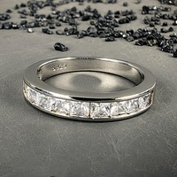 Bague Éternité en Argent Sterling 925 avec Moissanite VVS Radiant GRA pour Femme et Homme, Idéale pour Mariage et Anniversaire