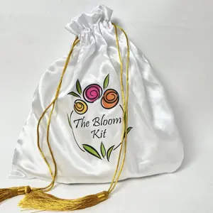 Luxury Satin Wig Bags With Drawstring Wig Boxes Custom Logo Packaging Silk Drawstring Bag
