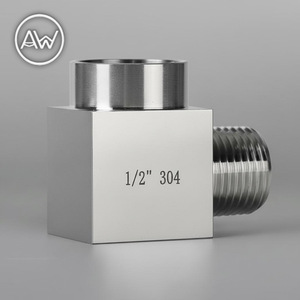 Coude en acier inoxydable 1/2 pouce, section carrée de qualité 304, connecteur de pliage soudé norme DIN - Product Image 1