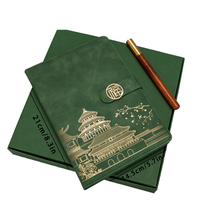 Ensemble cadeau de carnet A5 avec stylo et agenda en cuir de haute qualité de style chinois personnalisé, reliure cousue dans un coffret cadeau élégant