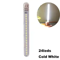 Mini lampe de lecture LED portable USB 5V DC blanc chaud, 3, 8, 16, 24 LED, lampe torche flexible pour ordinateur