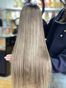 SHY Brand Silky Straight Blonde Balayage European Virgin Human Hair <b>Long</b> <b>Wigs</b> with Transparent Lace Glueless Cap for Women - Product Image 6