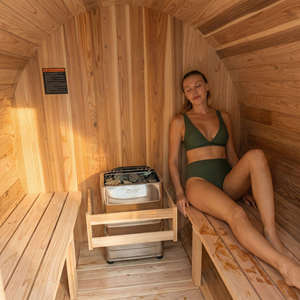 Sauna en bois massif de cèdre japonais de qualité supérieure, moderne, écologique, pour l'extérieur, 4 personnes, avec poêle Harvia. - Product Image 6