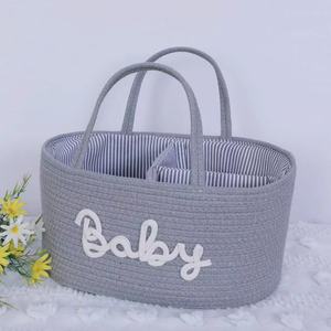 Cesta de Almacenamiento Portátil Ovalada de Cuerda de Algodón Tejida, 36x22xH18cm, con Interior Extraíble para Separar Artículos Secos y Húmedos - Product Image 2