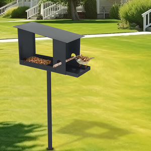 Station d'alimentation pour oiseaux JH-Mech de haute qualité, résistante à la rouille, robuste, à alimentation ouverte, en forme de dôme vertical, en acier au carbone - Product Image 1
