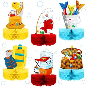 Fishing Party Supplies 3D Centerpiece Decor Honeycomb Decorations For Summer Small Fisherman Table Party Decorations