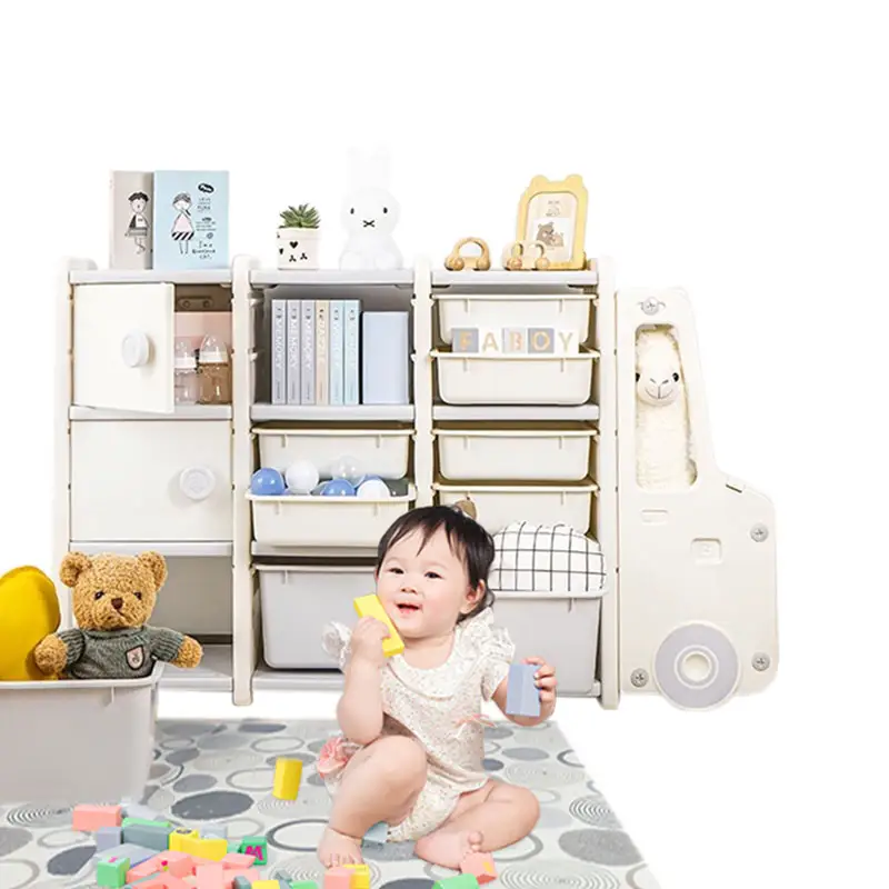 Armarios de combinación sencilla para niños, estantes de almacenamiento para bebé en forma de coche, juguetes en forma de coche, venta al por mayor