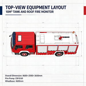 Camión <span class=keywords><strong>de</strong></span> <span class=keywords><strong>Bomberos</strong></span> Municipal HOWO 4x2 <span class=keywords><strong>de</strong></span> 266HP con Tanque <span class=keywords><strong>de</strong></span> Agua Diésel <span class=keywords><strong>de</strong></span> 10CBM, Bomba CB10/60, Monitor Contra Incendios PS50 con Alcance <span class=keywords><strong>de</strong></span> 65m, Euro 2 WD615 - Product Image 3