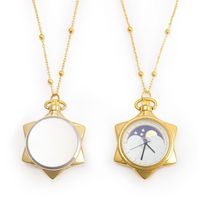 Collar con Colgante de Oro al por Mayor, Reloj de Bolsillo Steampunk con Diseño de Sakura y Luna, para Cosplay de Anime, con Cadena