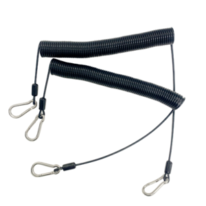 C-PIN Black Fishing PU Tool Lanyard Safety Spring Spiral Coil Lanyard