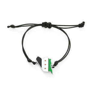 Pulsera con Abalorio <span class=keywords><strong>DE</strong></span> LA Bandera <span class=keywords><strong>de</strong></span> <span class=keywords><strong>Siria</strong></span> Esmalte Chapado en Oro <span class=keywords><strong>de</strong></span> 18K Pulsera <span class=keywords><strong>de</strong></span> Cuerda <span class=keywords><strong>de</strong></span> Macramé con Mapa Sirio <span class=keywords><strong>de</strong></span> Acero Inoxidable - Product Image 3