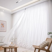 Rideau brodé sur mesure, Voilage moderne Marguerite American Window Sheer, Voilage blanc rayé floral