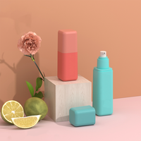 Vente en gros de voyage de luxe portable personnalisé couleur givrée en plastique PET vide carré soin de la peau lotion vaporisateur 80ml ensemble