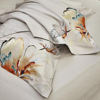 Ensemble de draps en coton respirant et doux pour la peau, brodés de fleurs, haute densité, pour hôtel 5 étoiles, literie de luxe, vente en gros