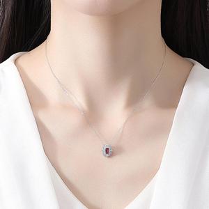 925 <b>Silver</b> Jewelry <b>Set</b> With Pink Zircon Emerald Cut <b>Necklace</b> Earrings Ring Classic Wedding Women's Fine Jewelry - Product Image 6
