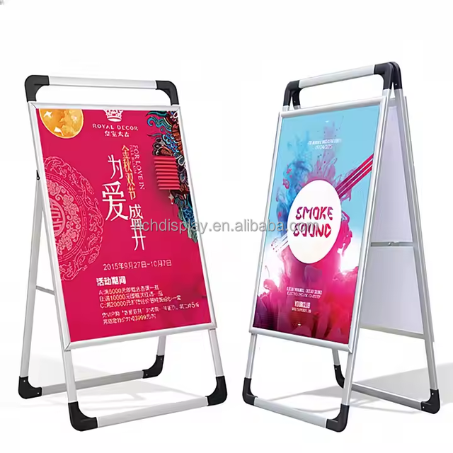 Ruiqi RQ-00054 Aluminum A-Frame Portable Pavement Sign Handle with for Easy Assembly Single-Sided Advertising Poster Stand
